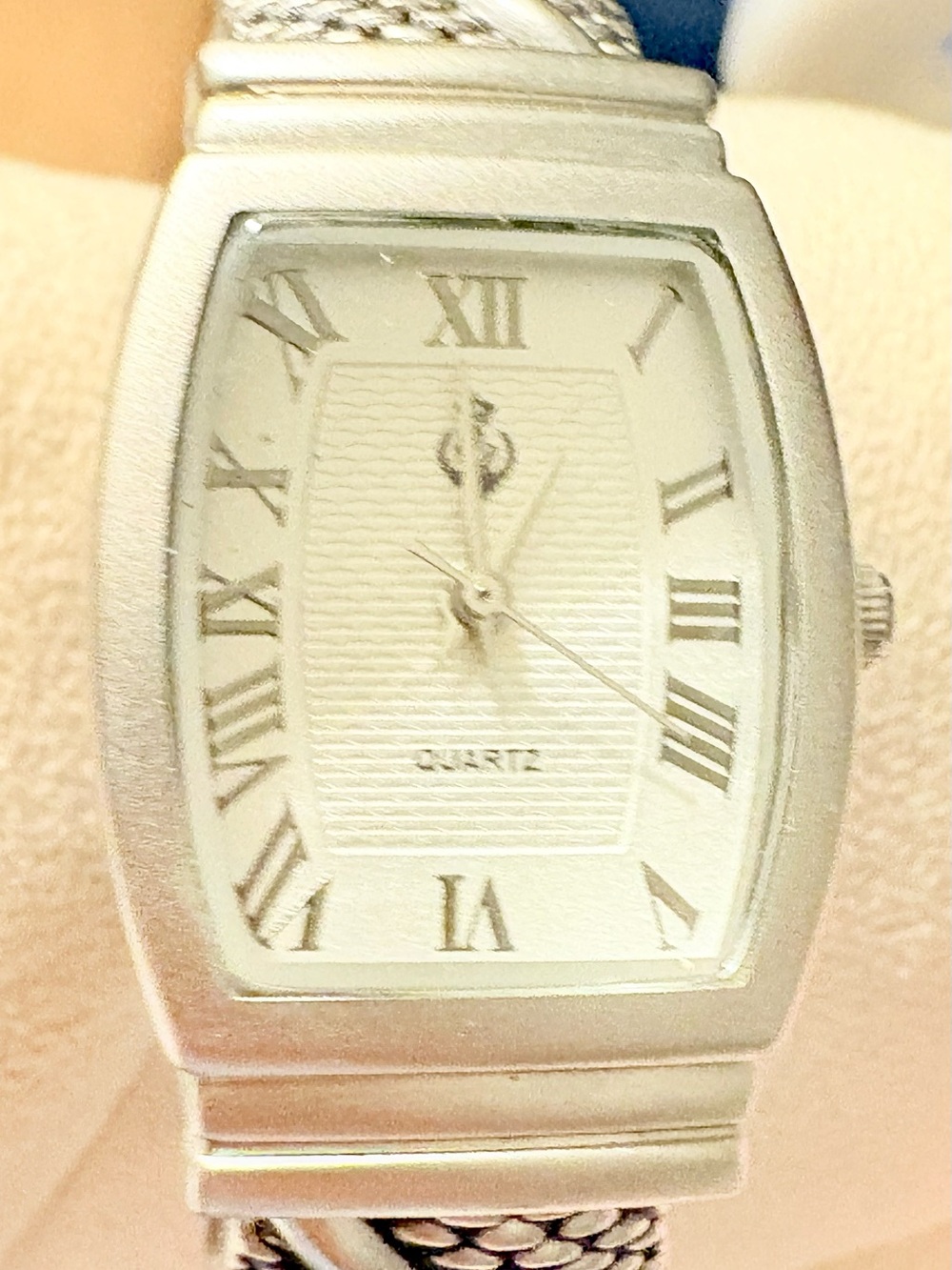 Premier Designs Silver Tone Bangle Bracelet with Wristwatch Wide Dial